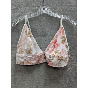 Aerie Triangle Bralette Womens XL Pink Gold Metallic Floral Boho Coquette